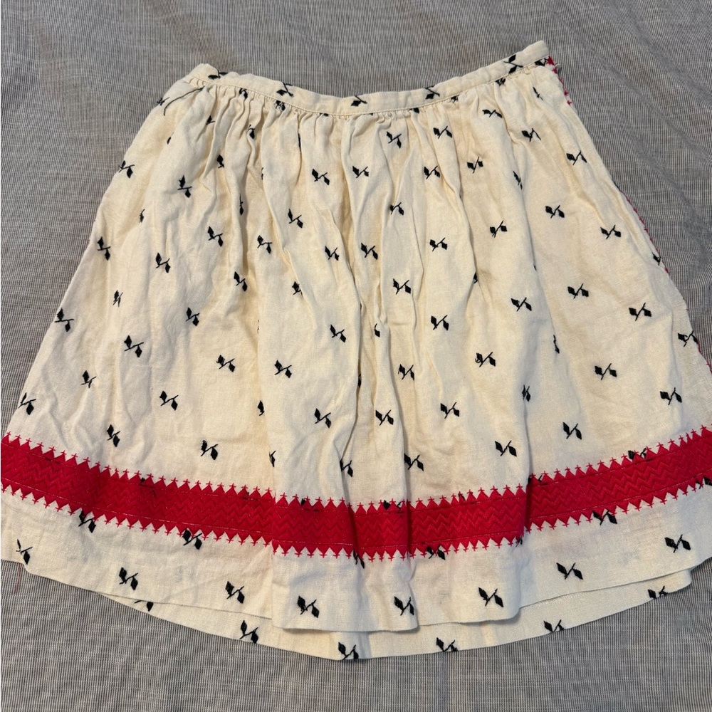 Madewell Cream and Red A-Line Skirt